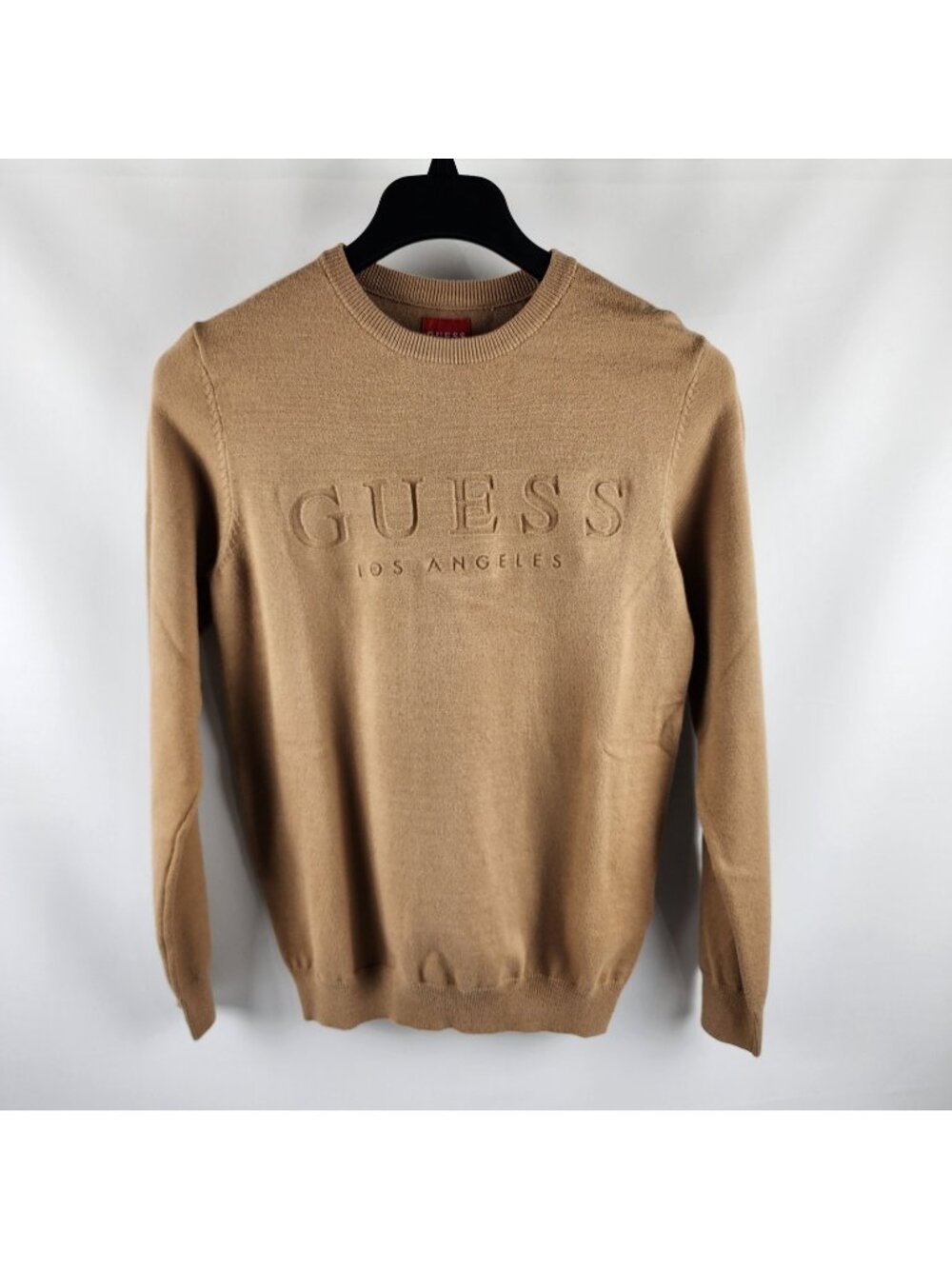 Guess Sweater Mens Small Brown Stero Deboss Pullover NWT
